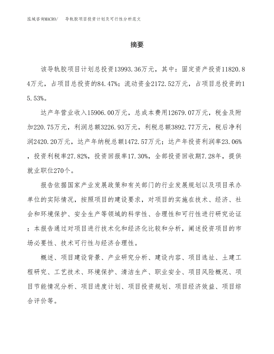 导轨胶项目投资计划及可行性分析范文_第2页