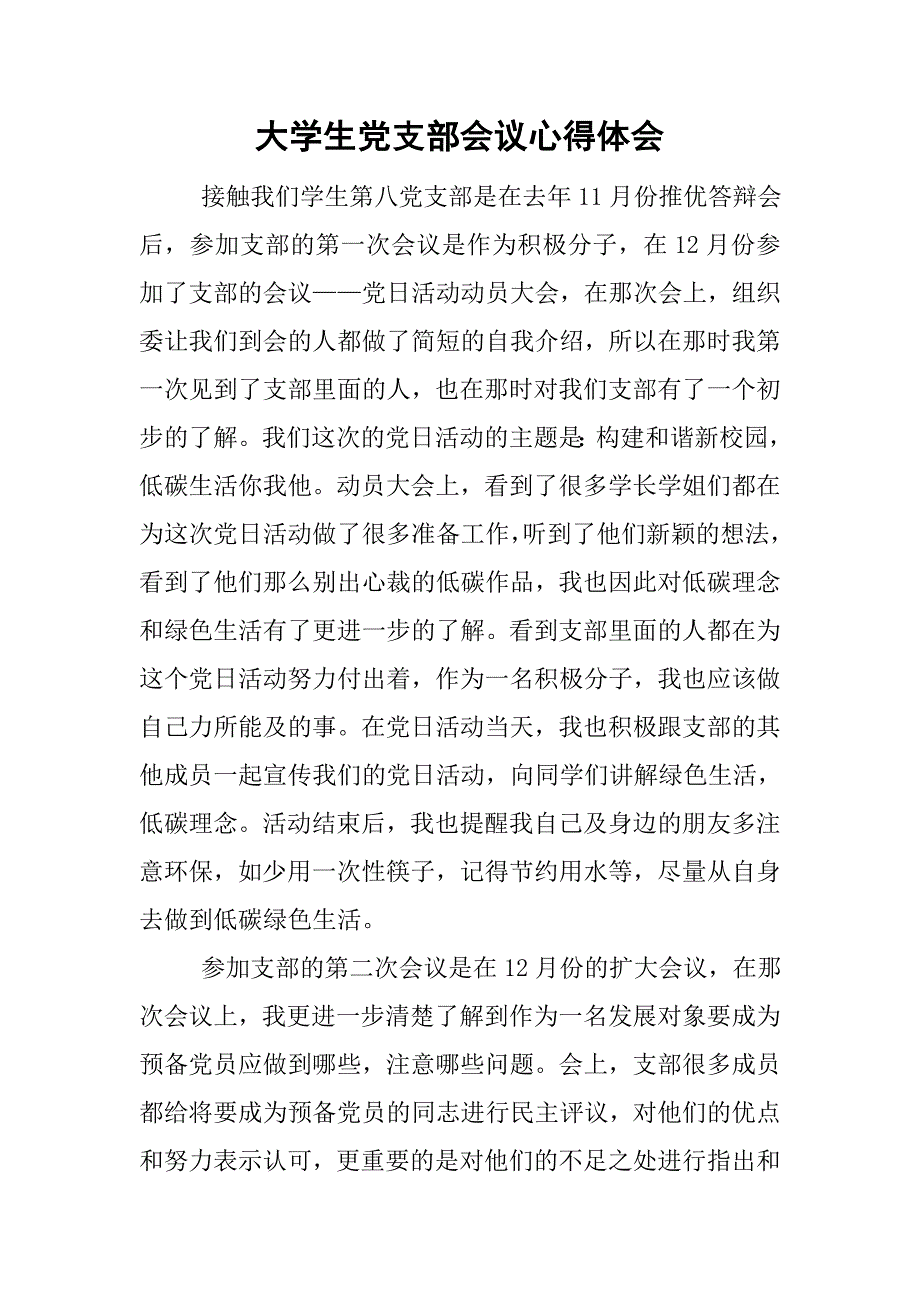 大学生党支部会议心得体会.doc_第1页