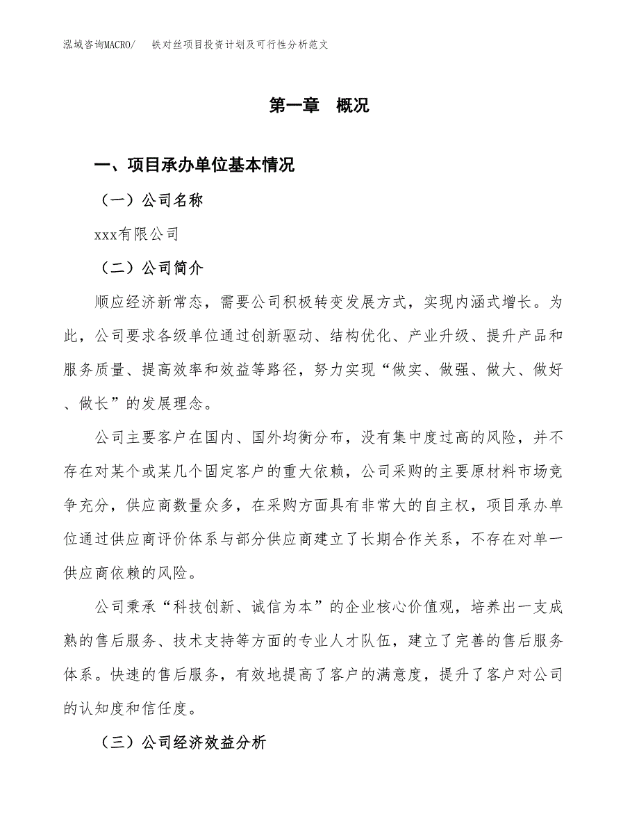 铁对丝项目投资计划及可行性分析范文_第4页