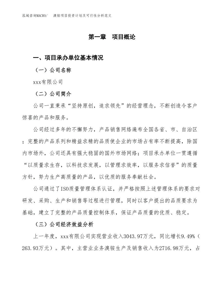 溴铵项目投资计划及可行性分析范文_第4页