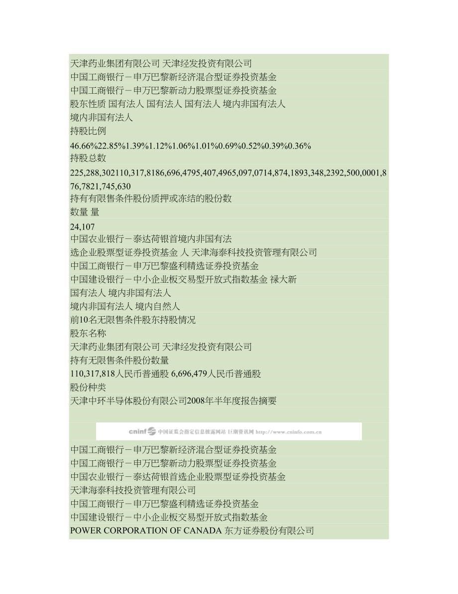 天津中环半导体股份有限公司2008年半年度报告摘要(精)_第5页