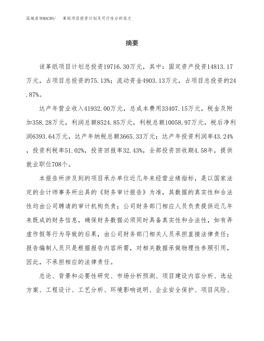 革纸项目投资计划及可行性分析范文_第2页