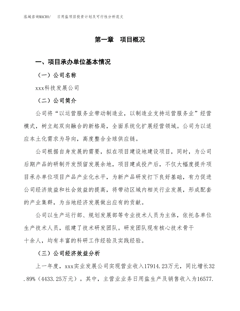 日用盐项目投资计划及可行性分析范文_第4页