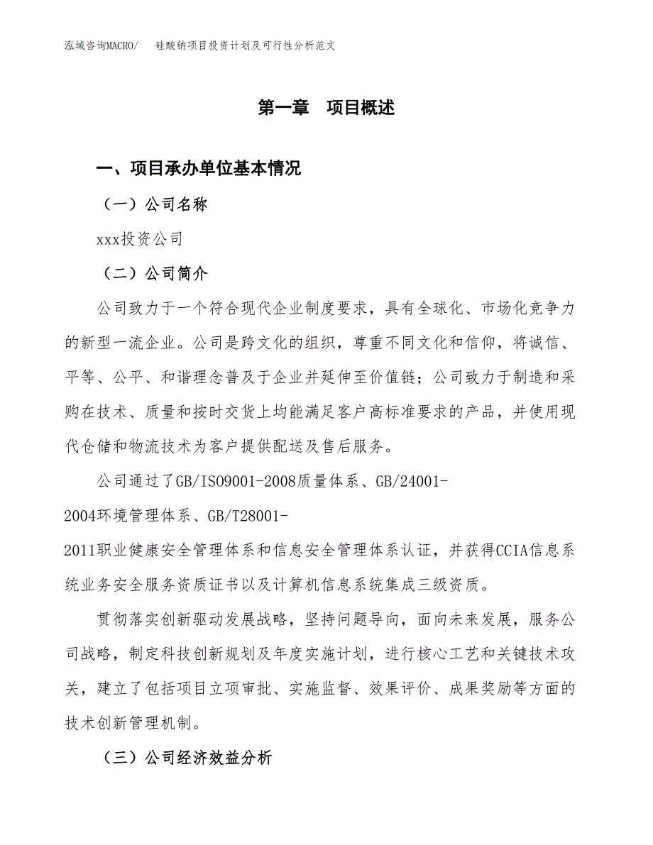 硅酸钠项目投资计划及可行性分析范文_第4页