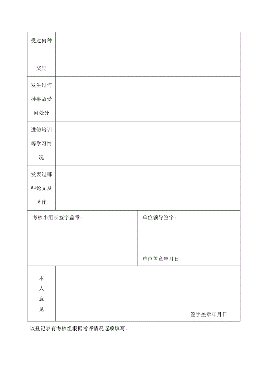 专业技术人员工作考核登记表_第3页