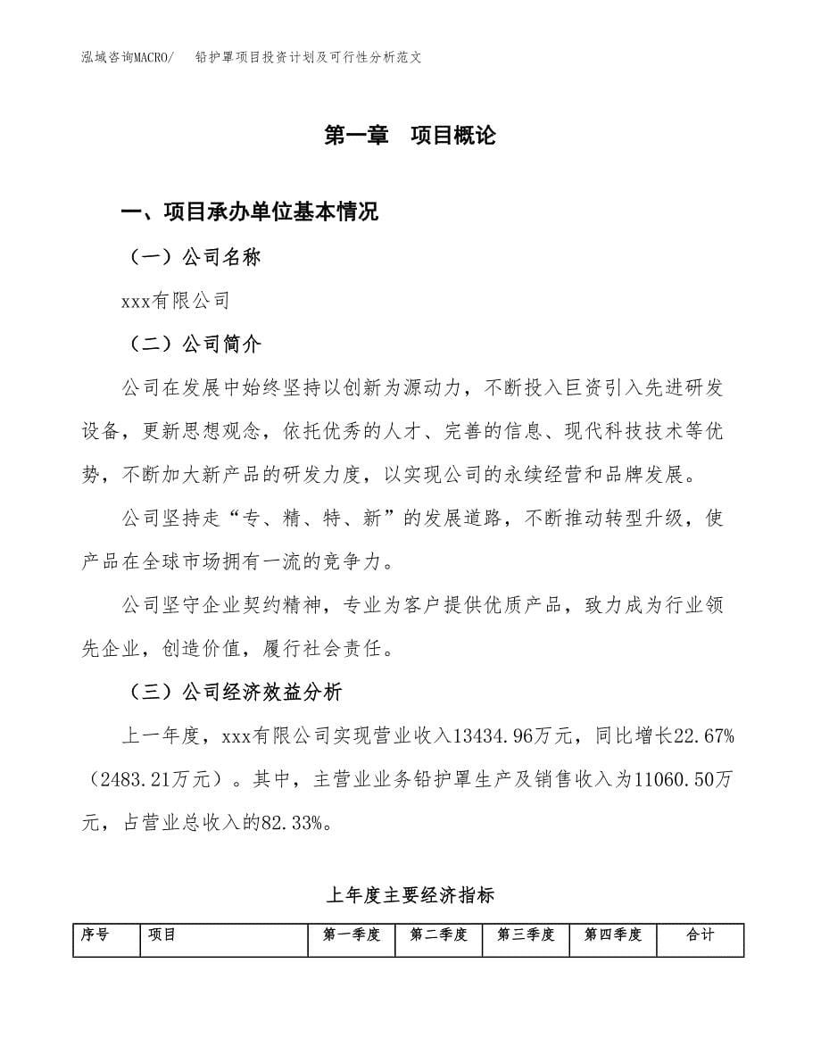 铅护罩项目投资计划及可行性分析范文_第5页