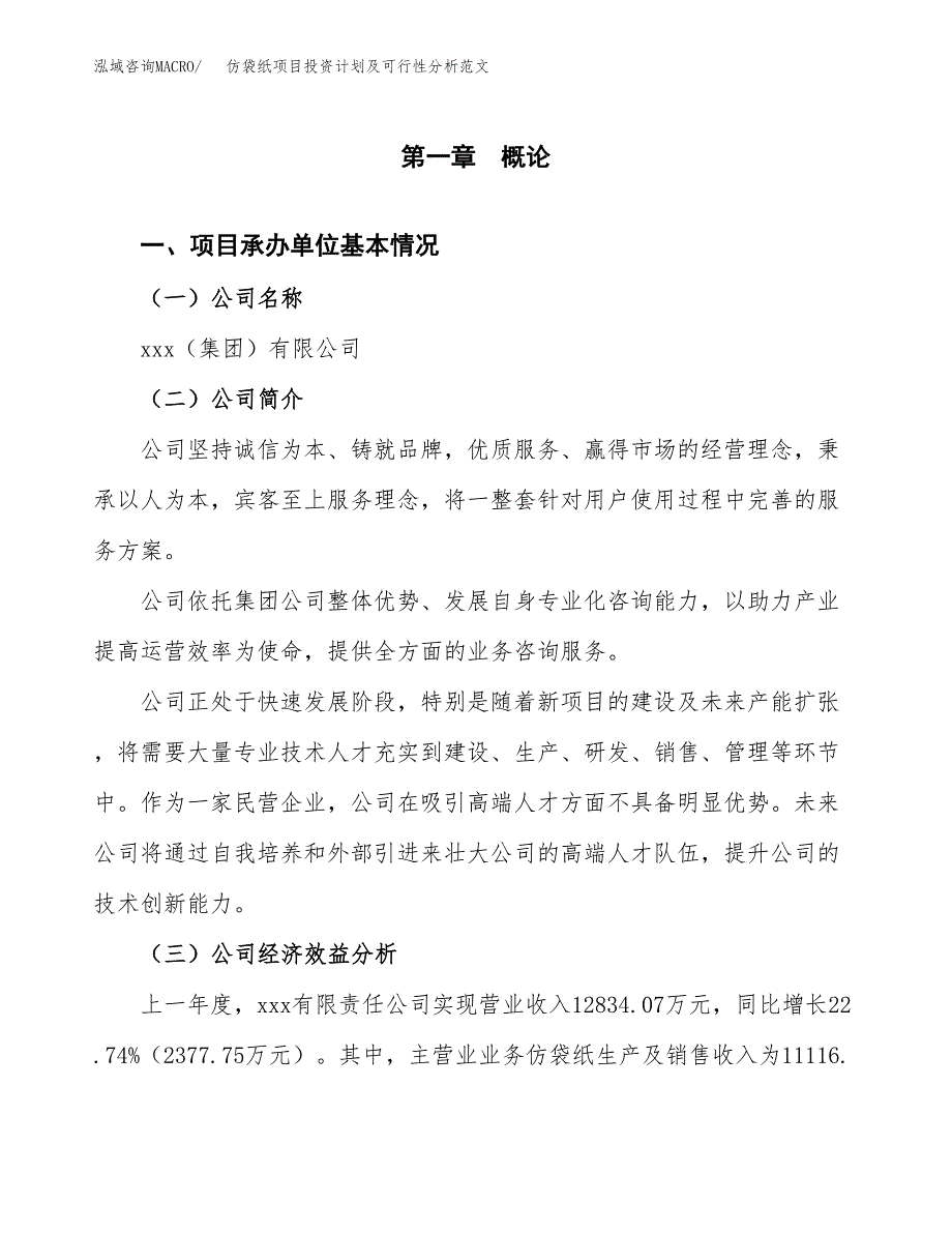 仿袋纸项目投资计划及可行性分析范文_第4页