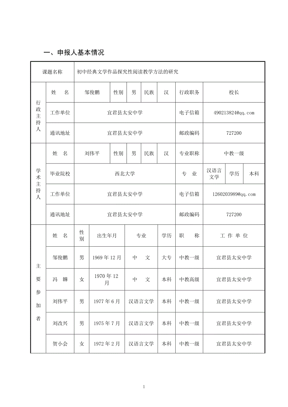 太安中学初中经典文学作品探究性阅读教学方法的研究课题申报书详解_第2页