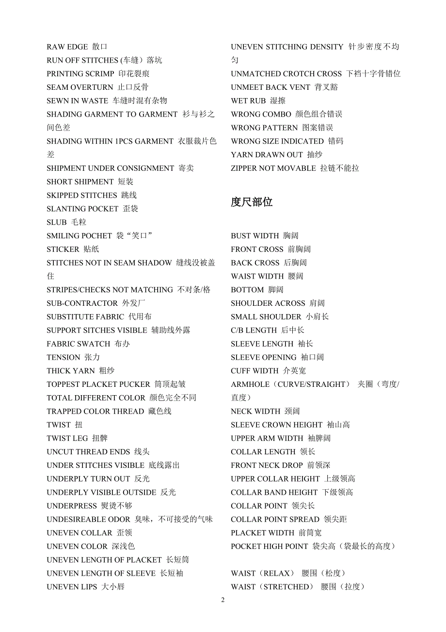 服装品质控制QC词汇_第2页
