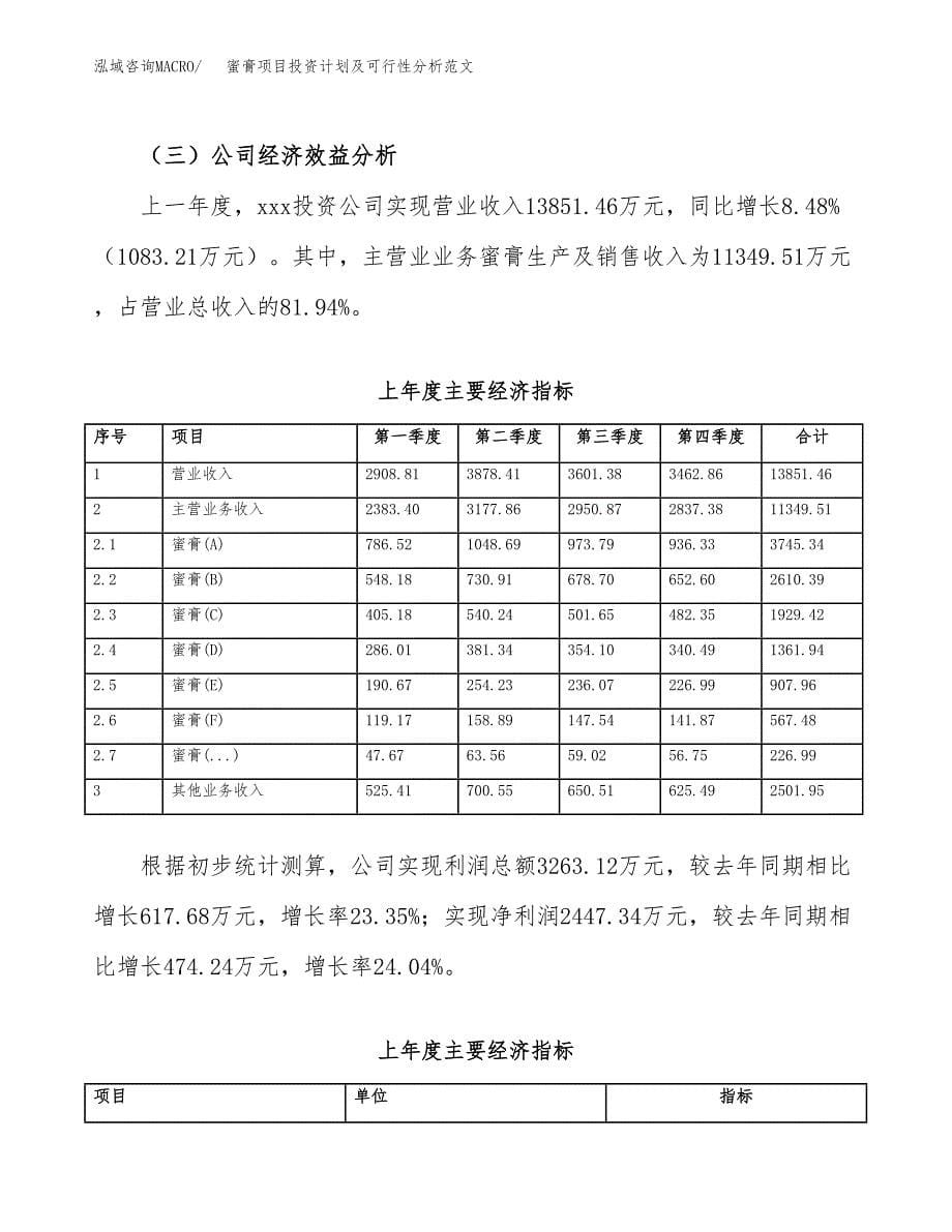 蜜膏项目投资计划及可行性分析范文_第5页