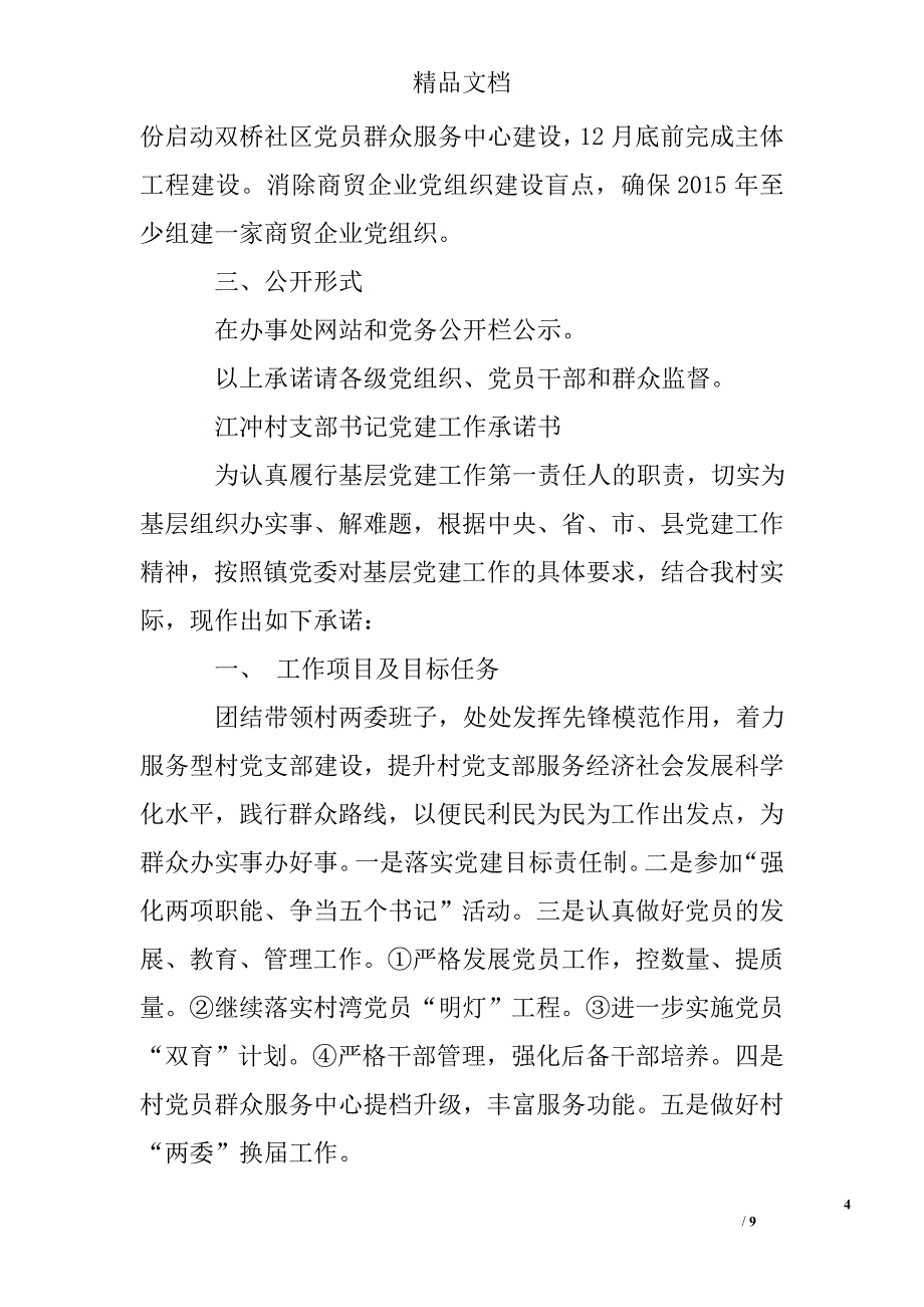 乡镇党委书记承诺书_第4页