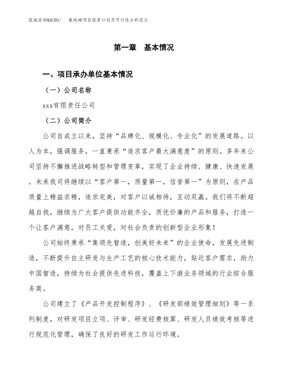 高纯碲项目投资计划及可行性分析范文_第4页