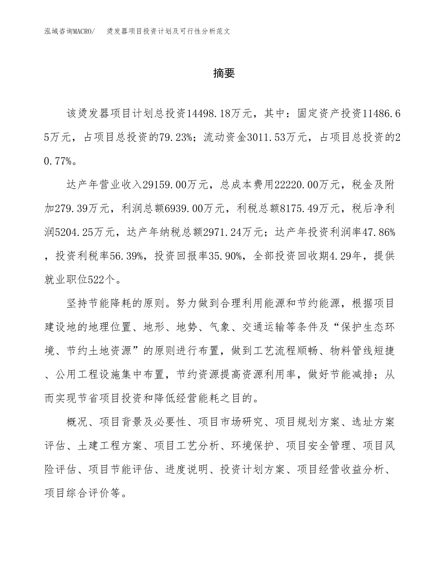 烫发器项目投资计划及可行性分析范文_第2页