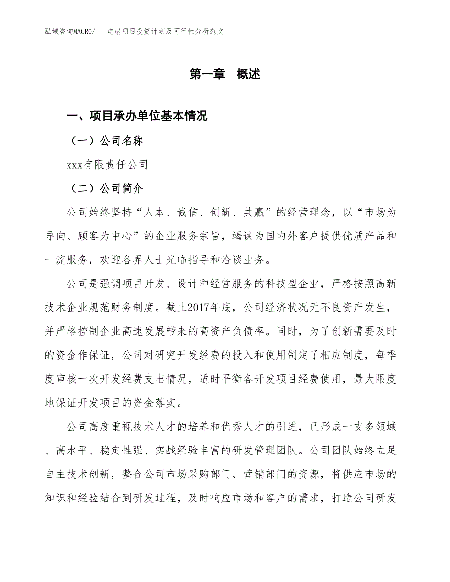 电扇项目投资计划及可行性分析范文_第4页