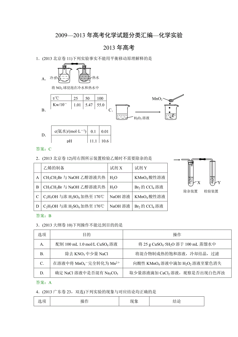 2009-2013高考试题汇编化学实验_第1页