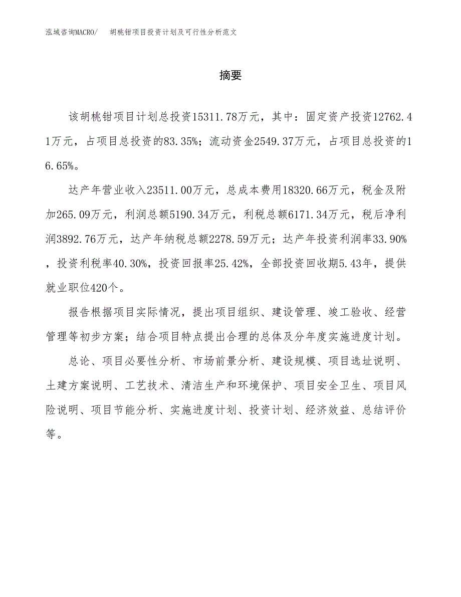 胡桃钳项目投资计划及可行性分析范文_第2页