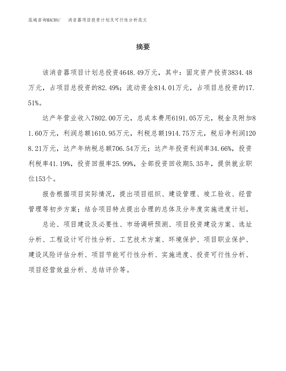 消音器项目投资计划及可行性分析范文_第2页