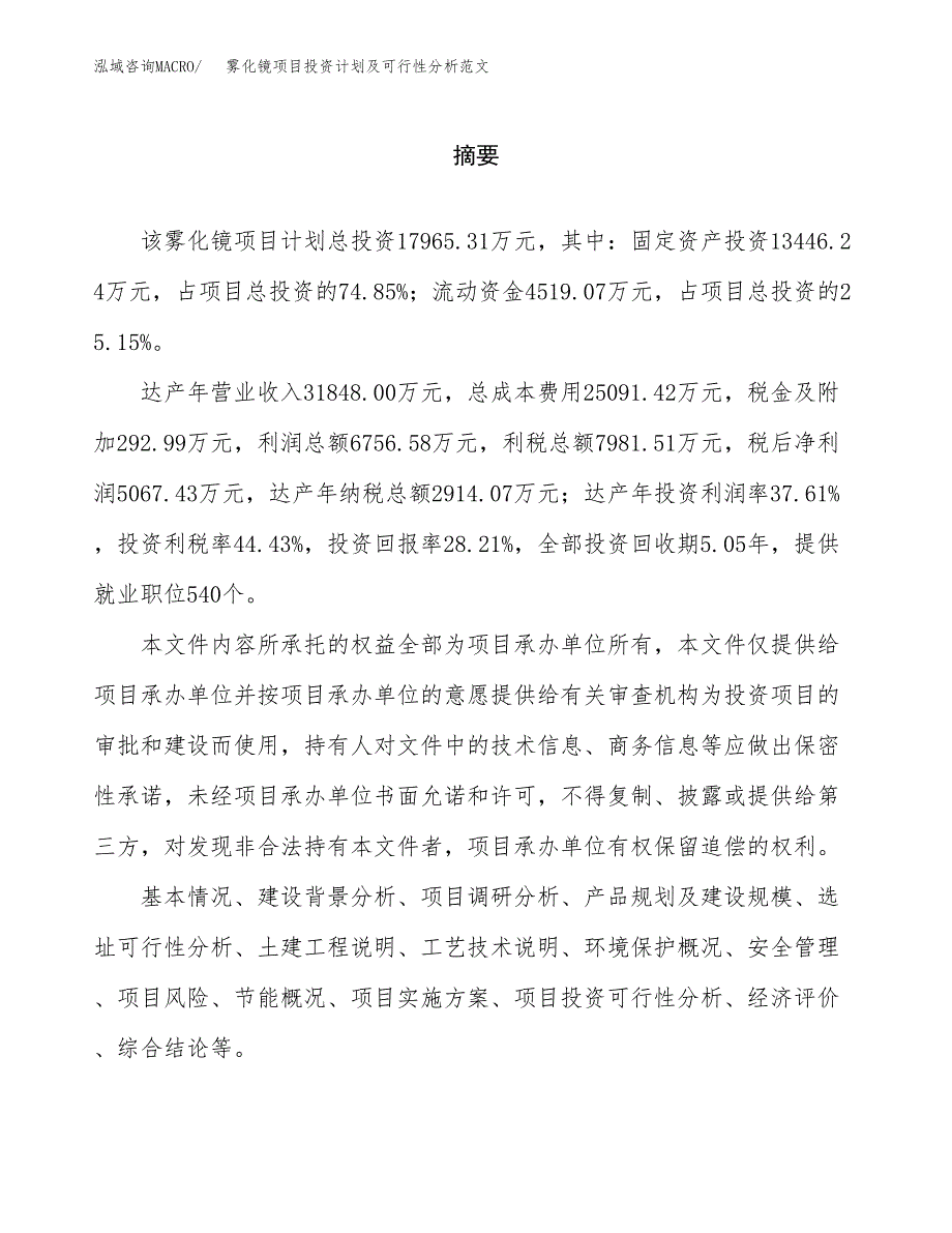 雾化镜项目投资计划及可行性分析范文_第2页