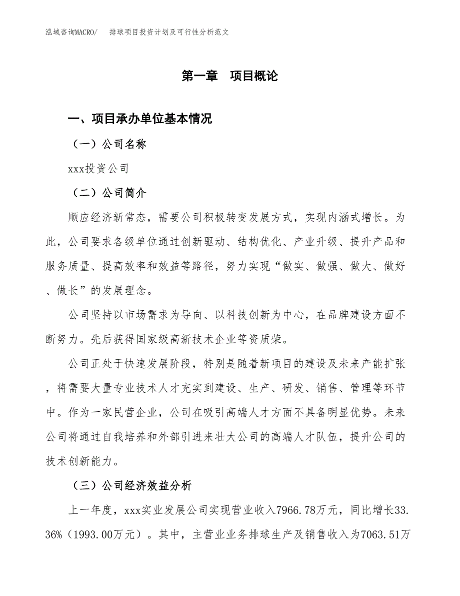 排球项目投资计划及可行性分析范文_第4页