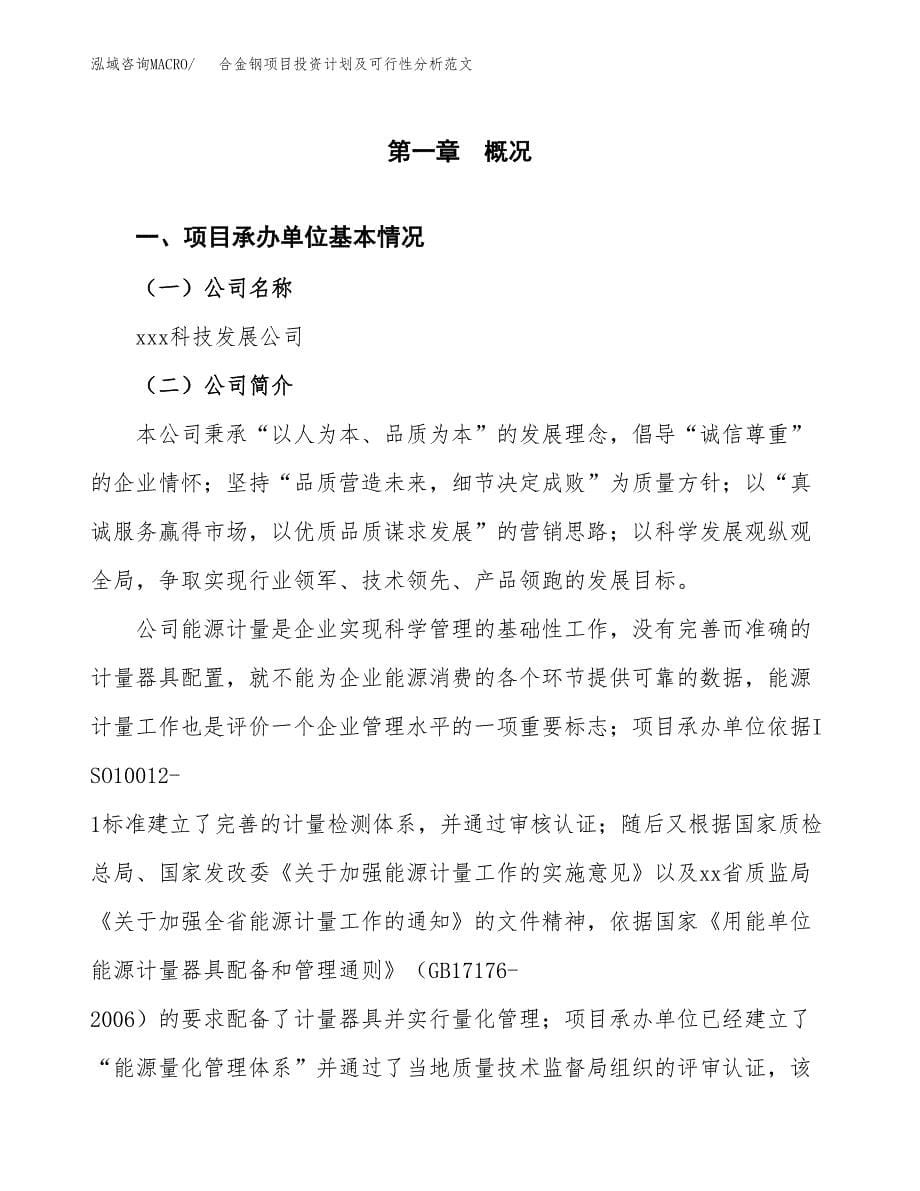 合金钢项目投资计划及可行性分析范文_第5页