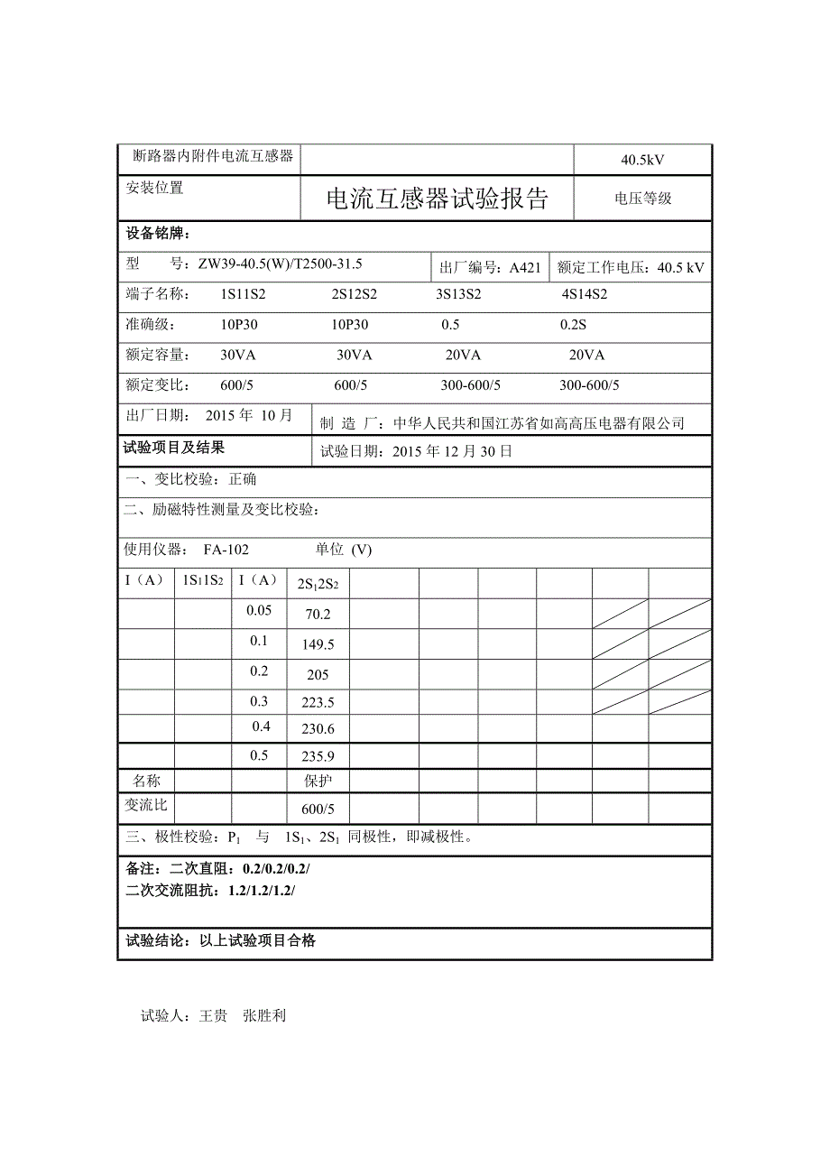 【施工组织设计】玉龙35kVCT报告实验报告_第4页