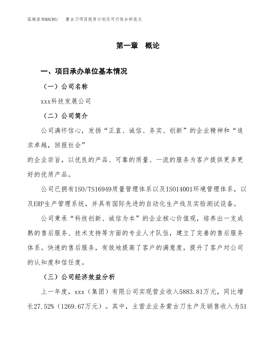 蒙古刀项目投资计划及可行性分析范文_第4页