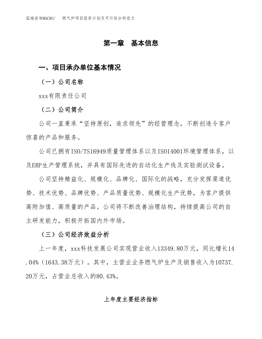 燃气炉项目投资计划及可行性分析范文_第4页