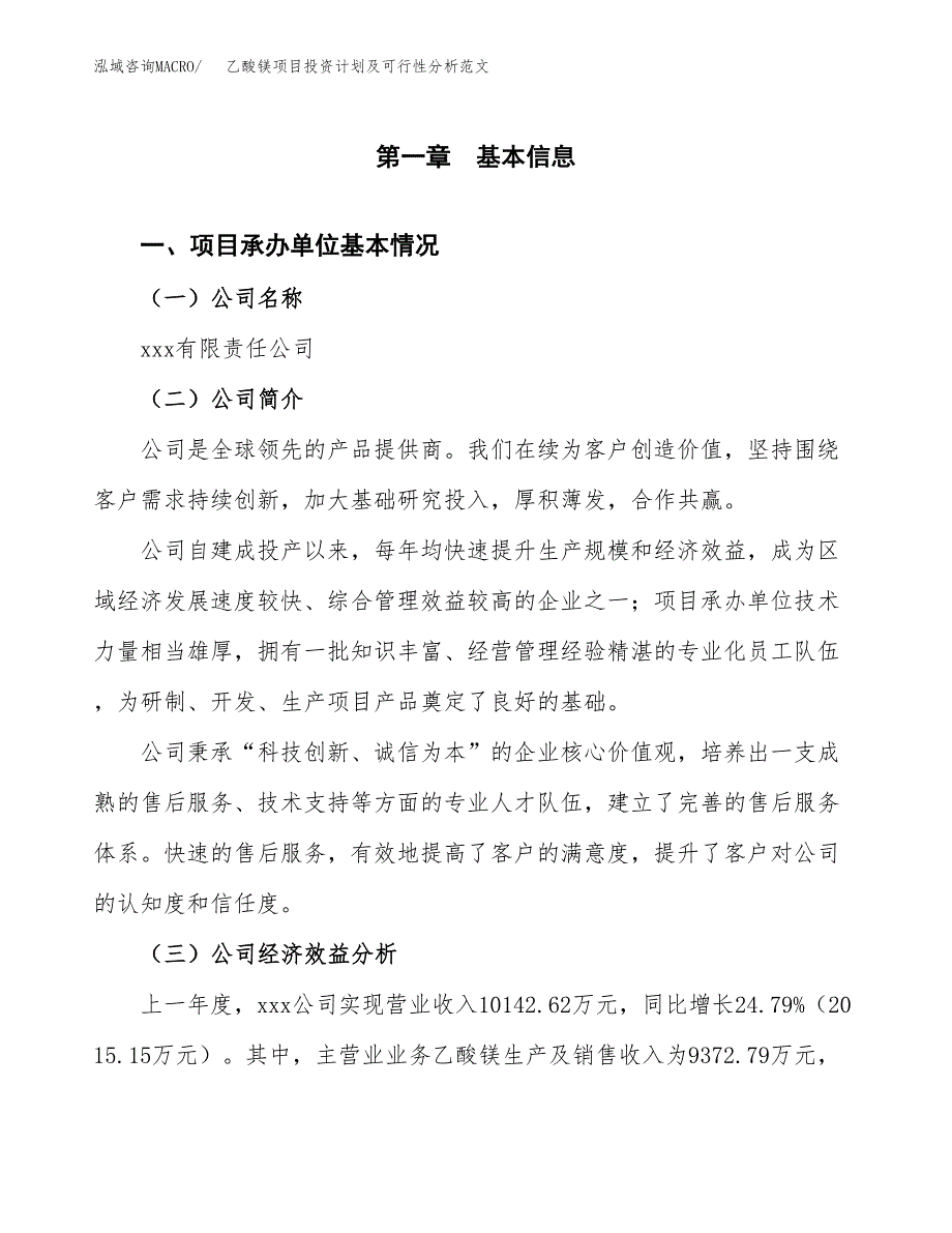 乙酸镁项目投资计划及可行性分析范文_第4页