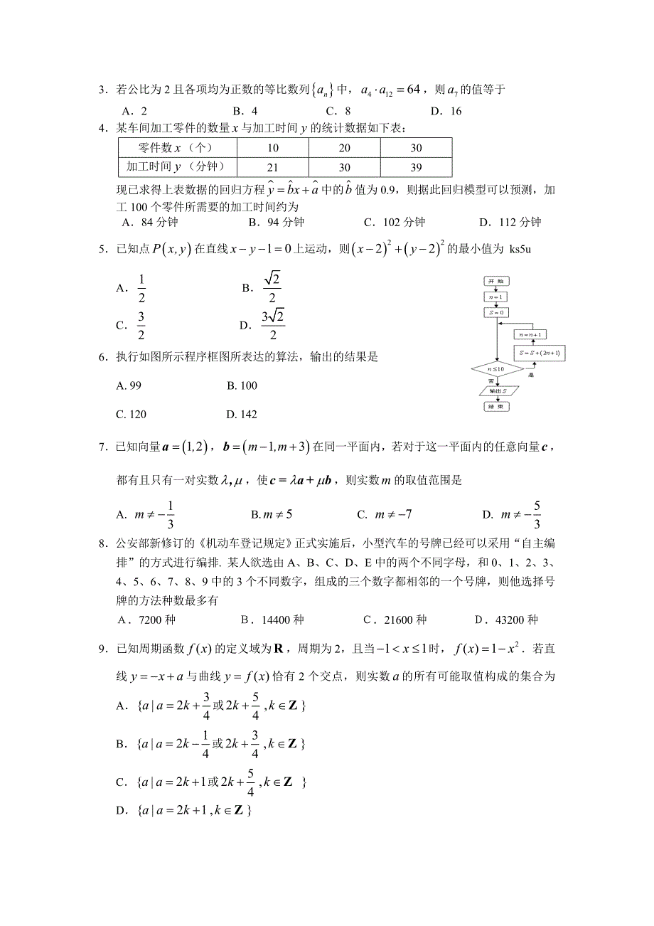 福建省泉州市高三5月质量检查数学理试题word版含答案_第2页