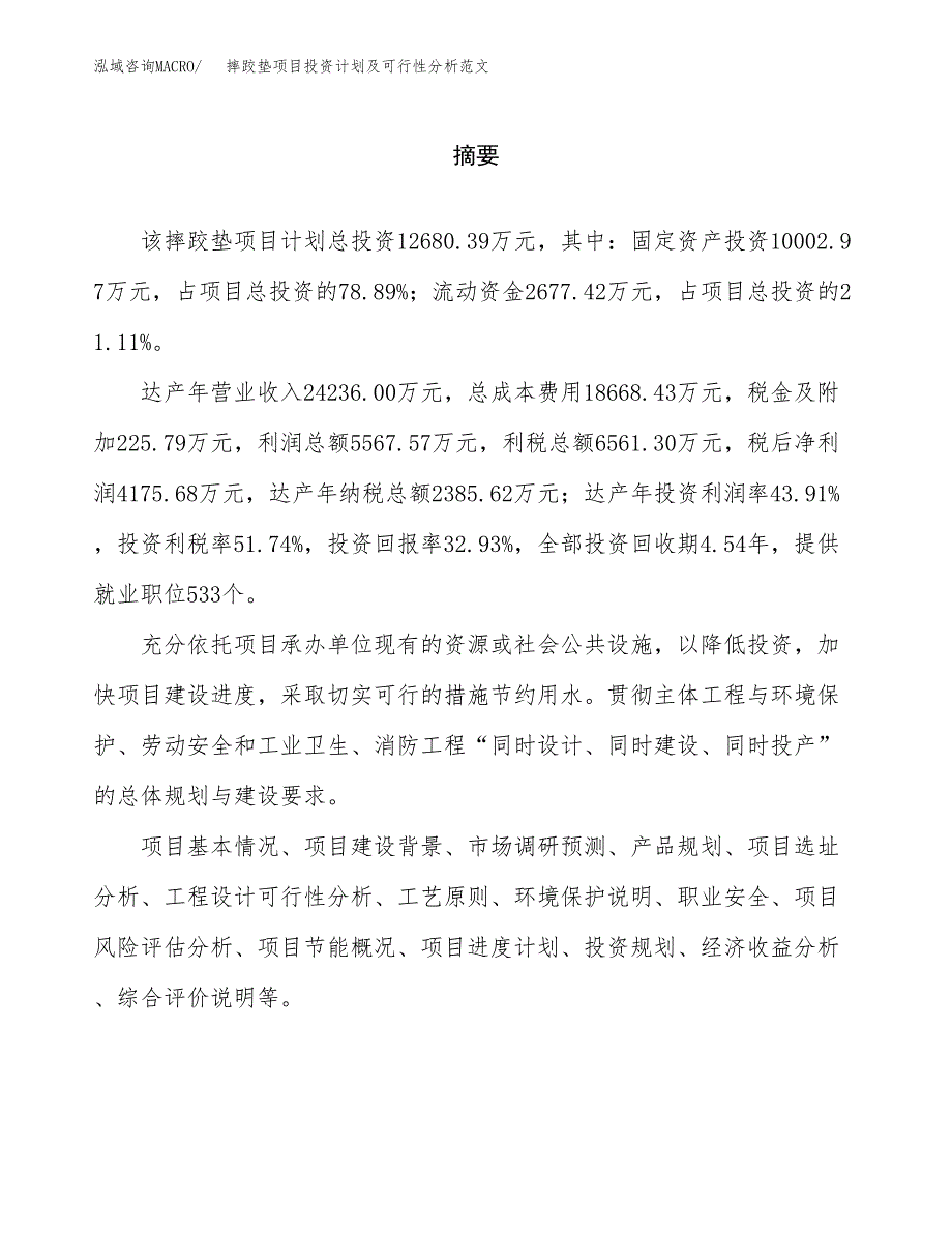 摔跤垫项目投资计划及可行性分析范文_第2页