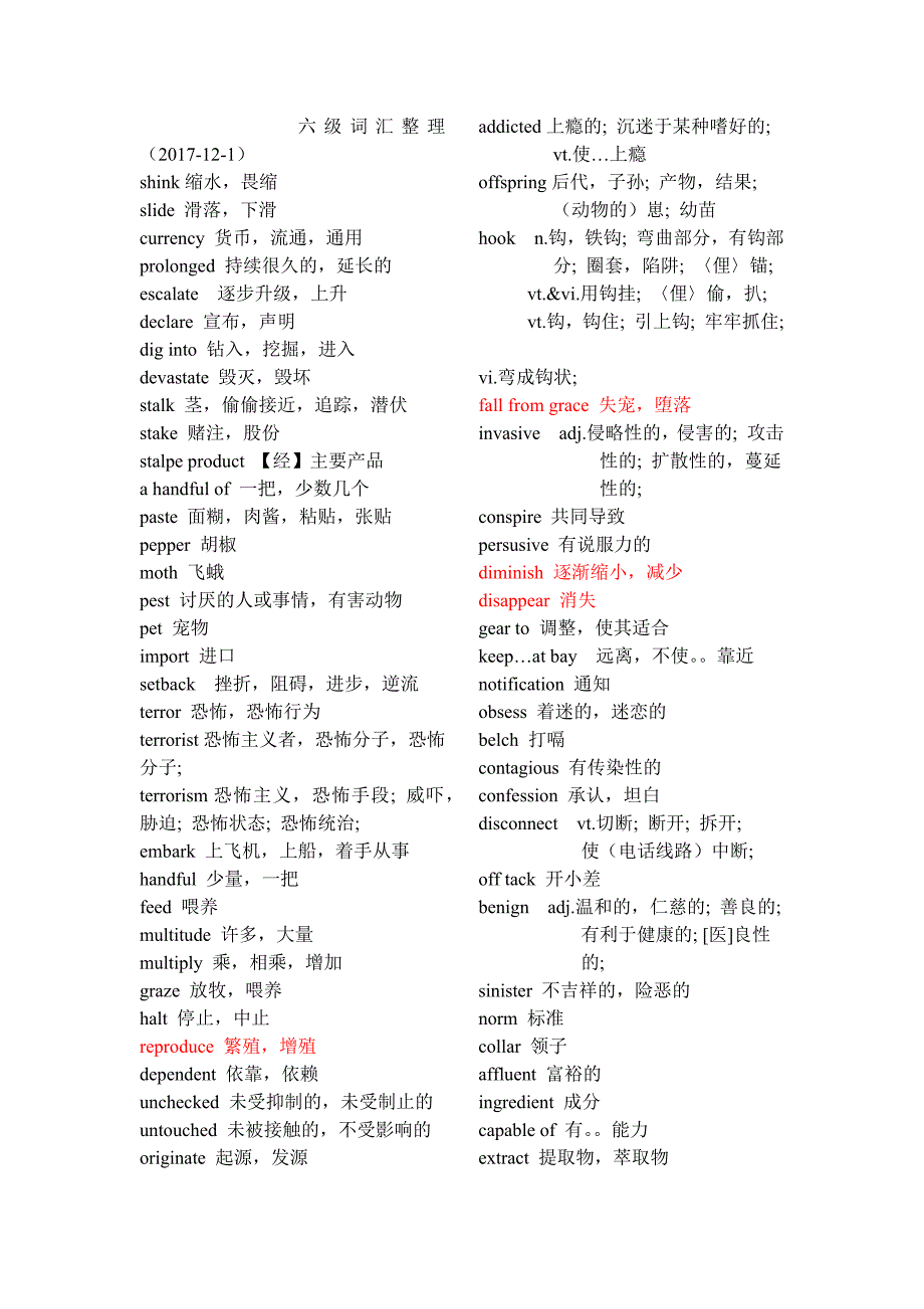 六级真题词汇整理_第1页