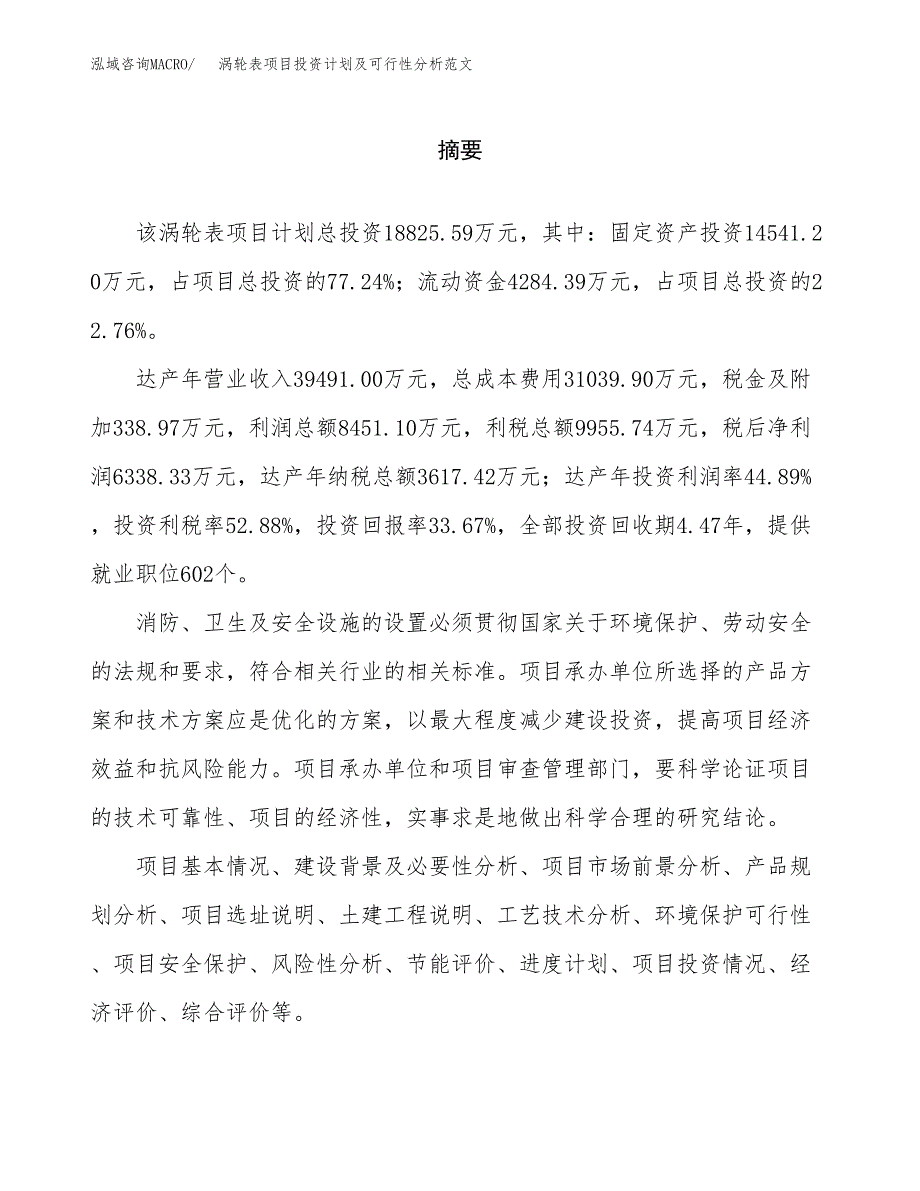 涡轮表项目投资计划及可行性分析范文_第2页