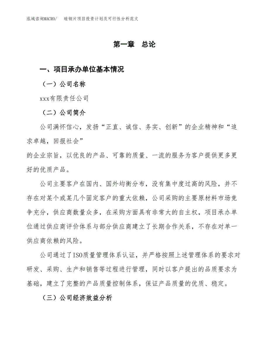 硅钢片项目投资计划及可行性分析范文_第4页