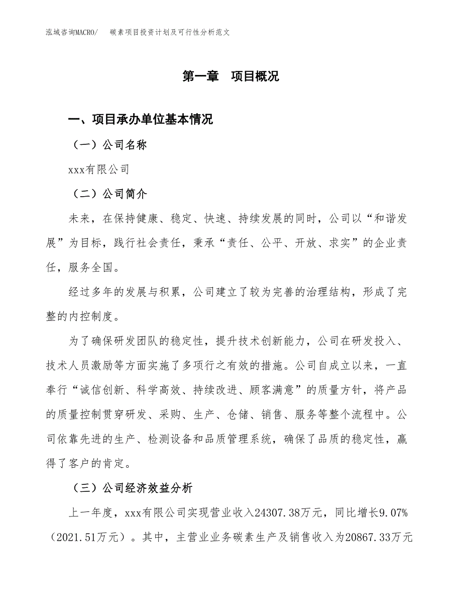 碳素项目投资计划及可行性分析范文_第4页