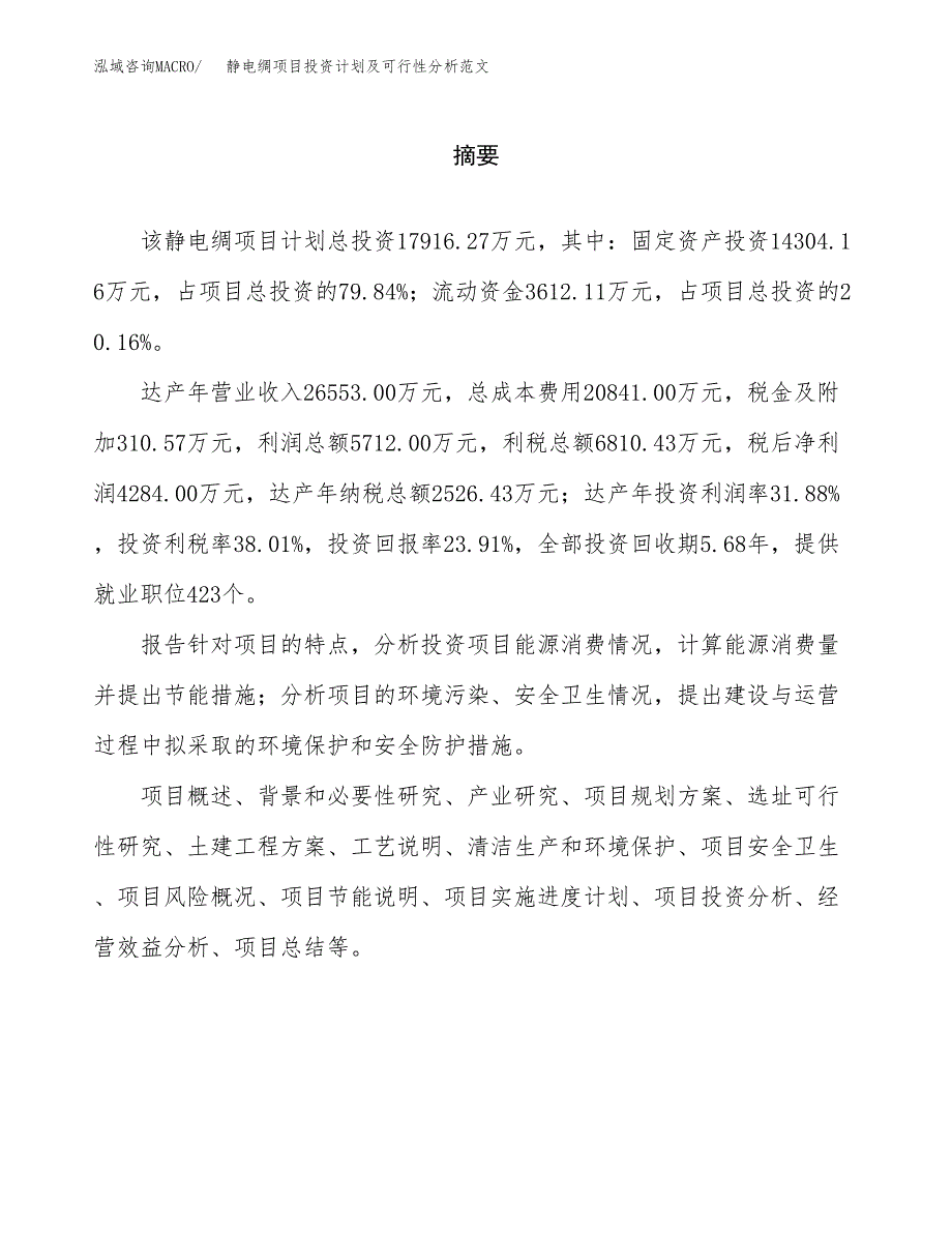 静电绸项目投资计划及可行性分析范文_第2页