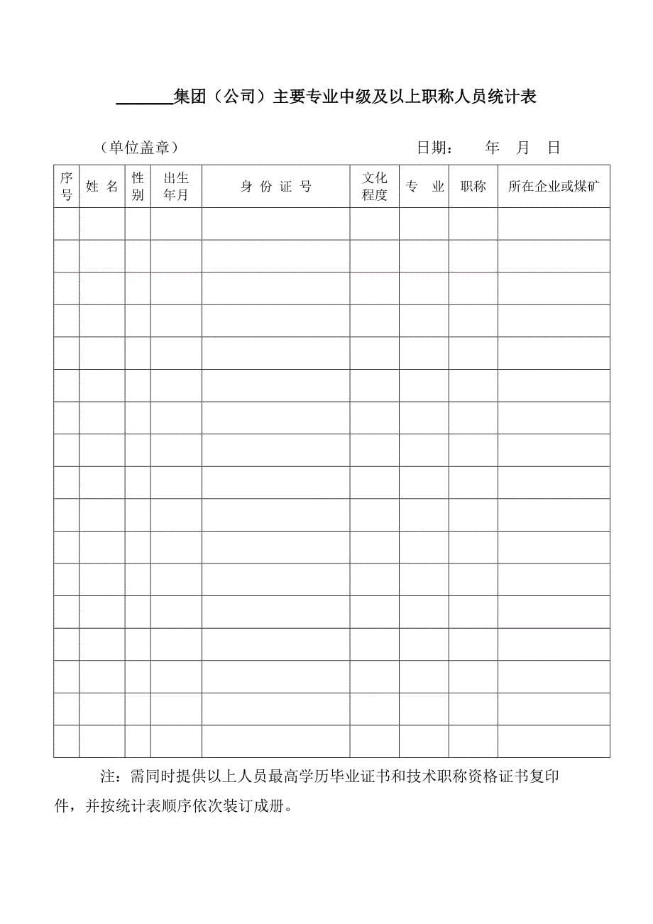 山西省煤矿办矿企业等级审核评定申报(审核)表_第5页