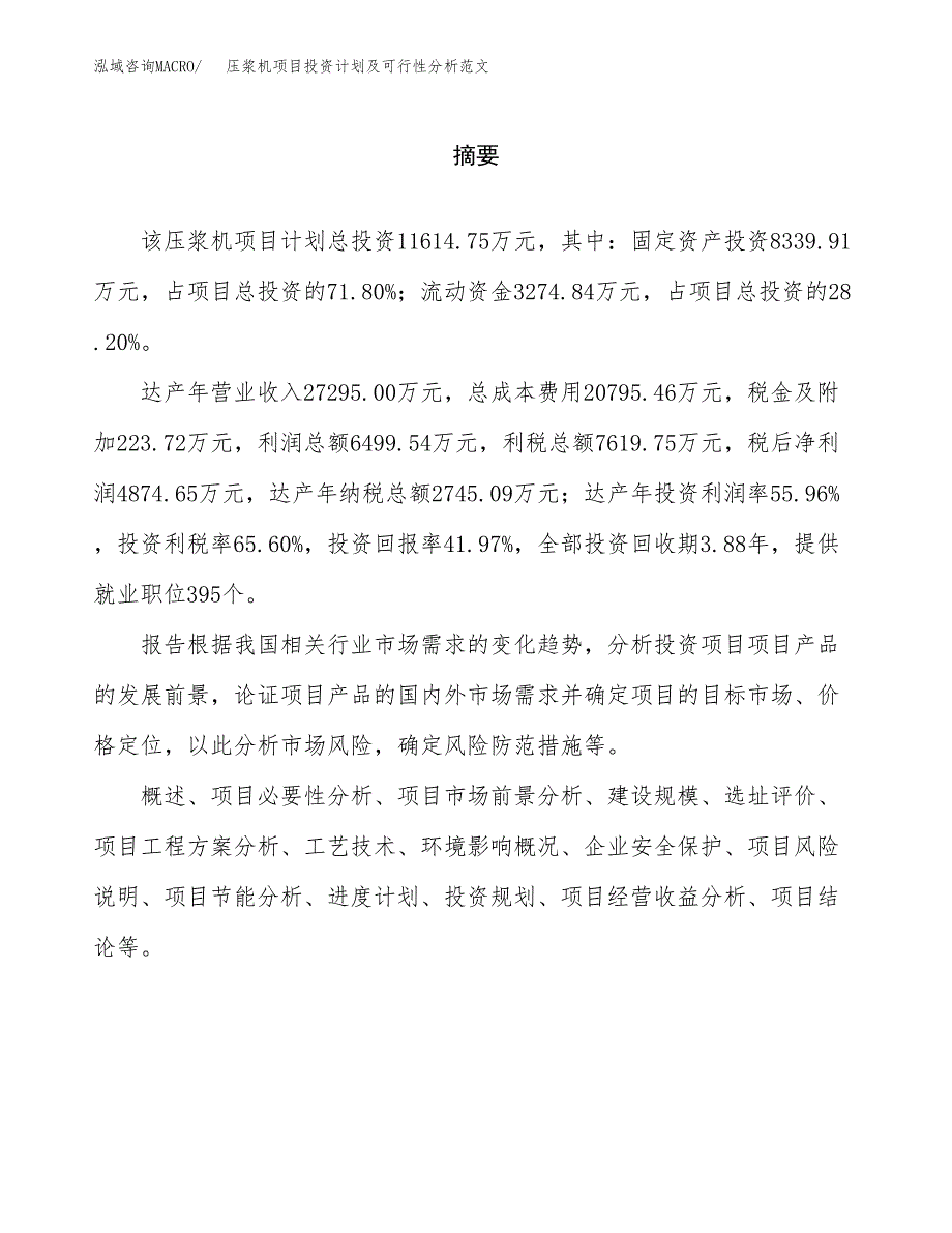 压浆机项目投资计划及可行性分析范文_第2页