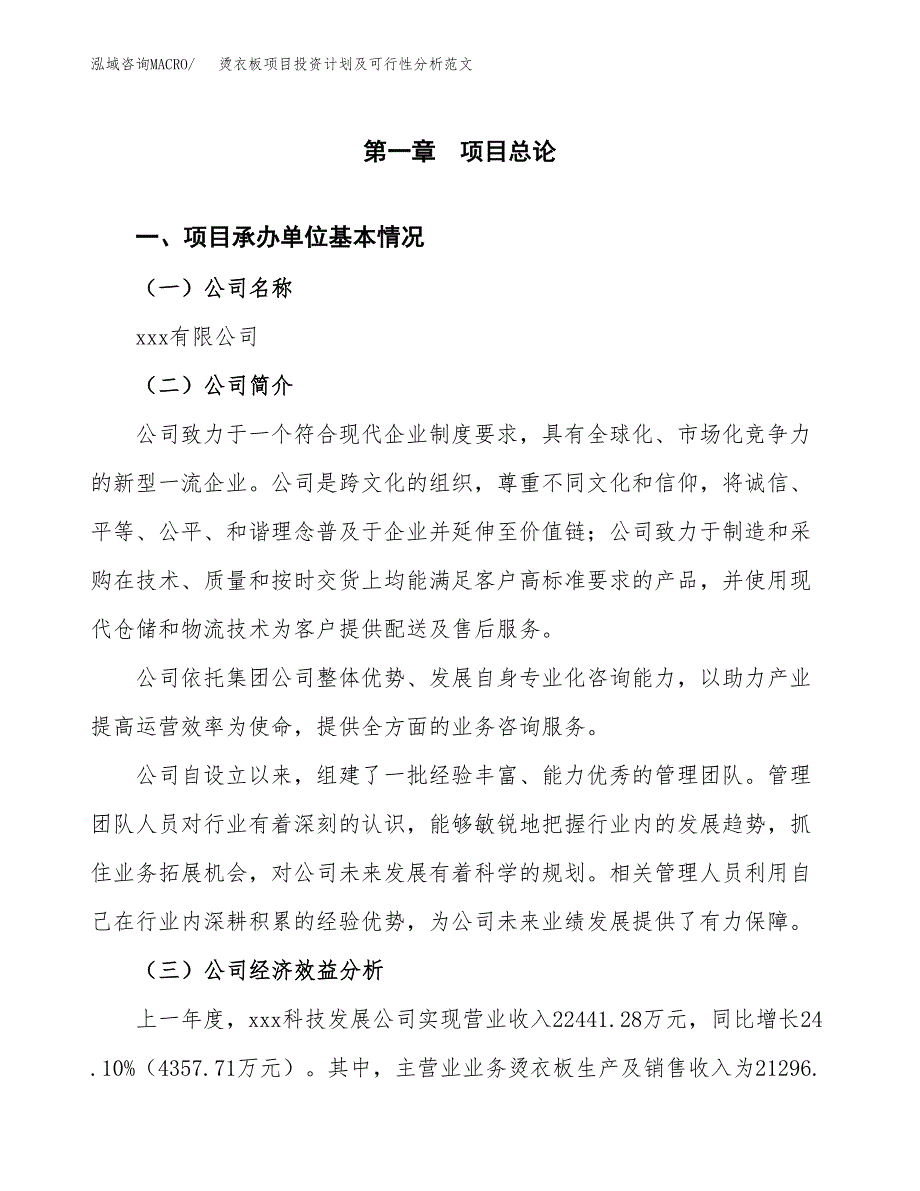 烫衣板项目投资计划及可行性分析范文_第4页