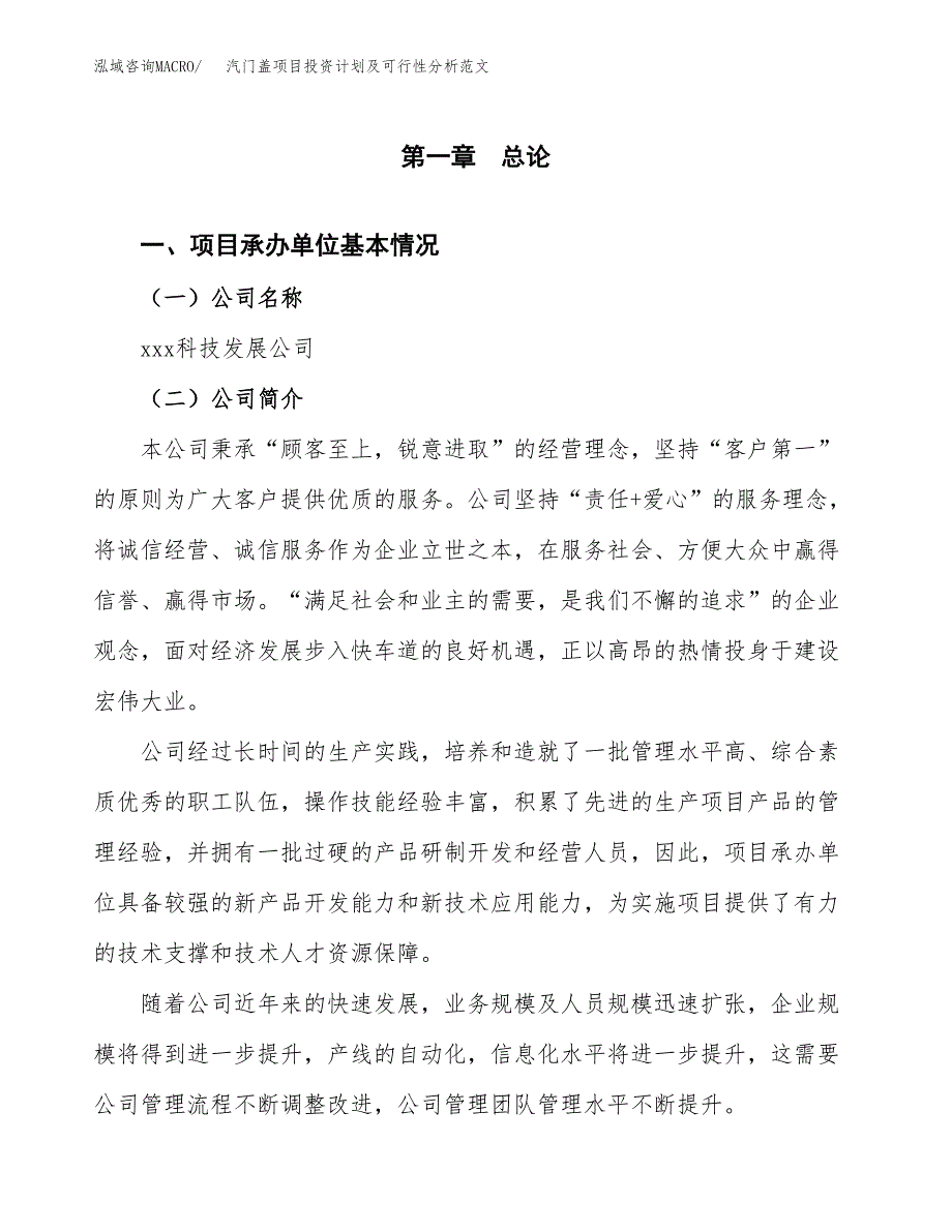 汽门盖项目投资计划及可行性分析范文_第4页