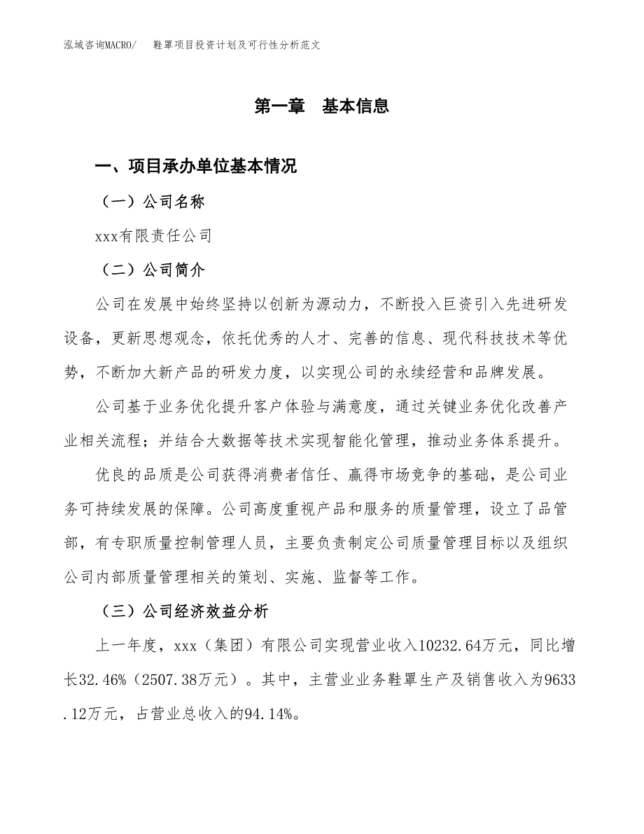 鞋罩项目投资计划及可行性分析范文_第4页