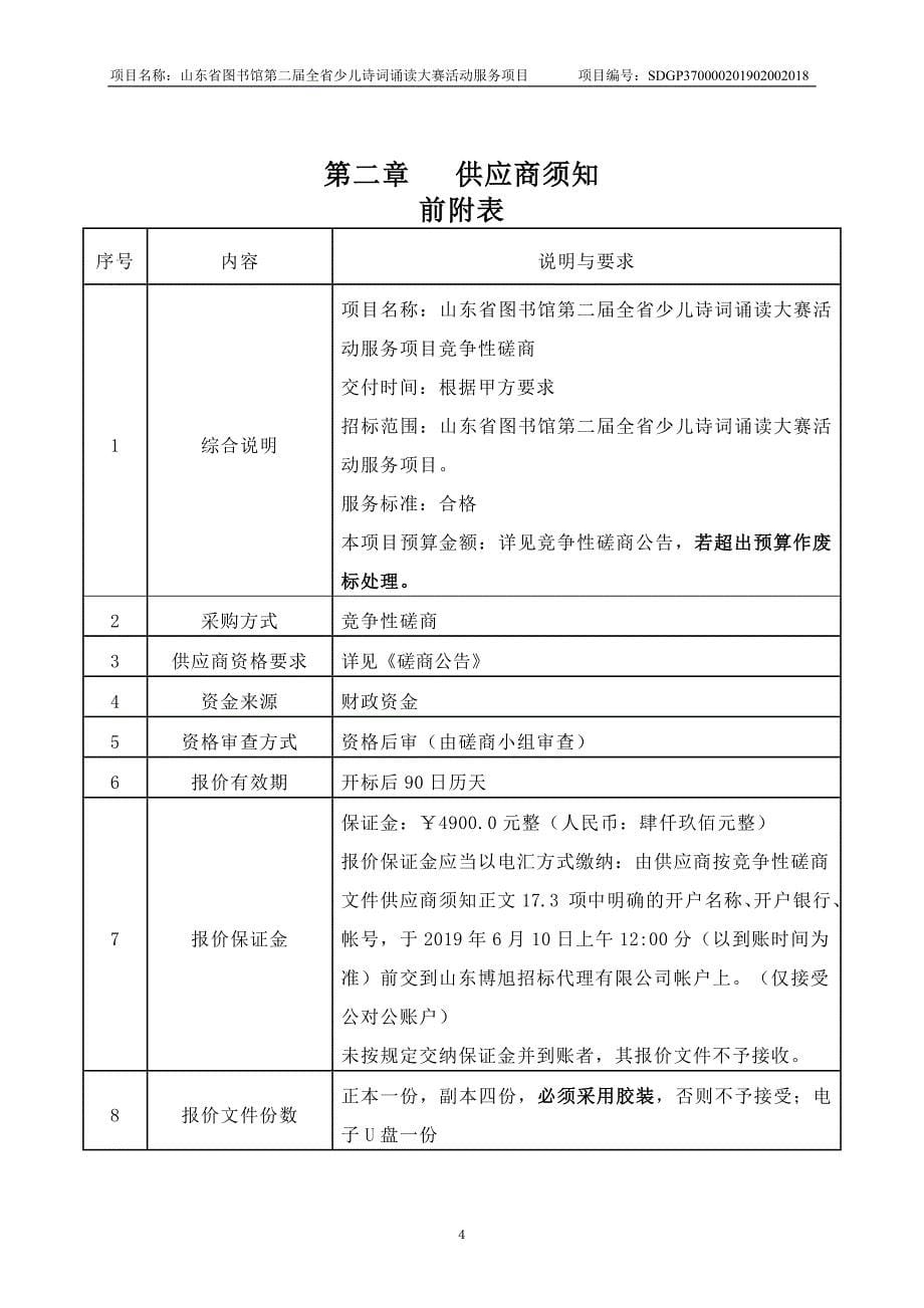 山东省图书馆第二届全省少儿诗词诵读大赛活动服务项目竞争性磋文件_第5页