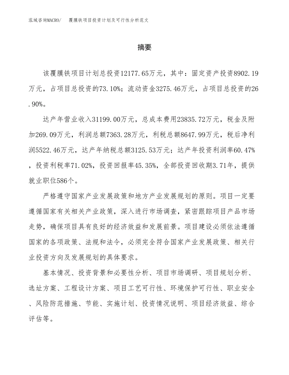 覆膜铁项目投资计划及可行性分析范文_第2页