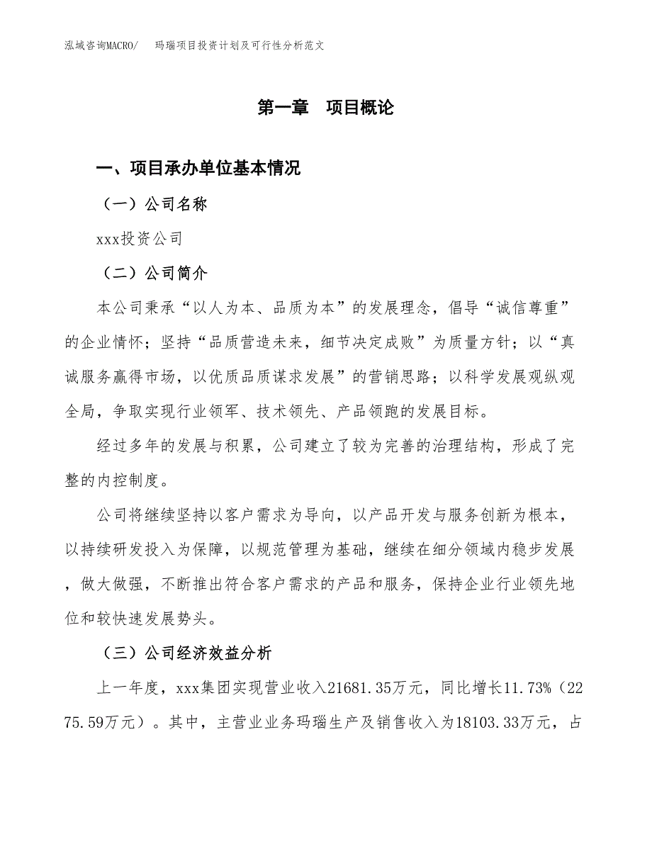 玛瑙项目投资计划及可行性分析范文_第4页