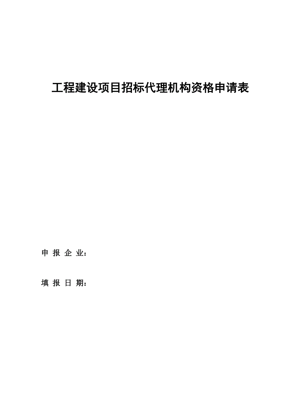 工程招标代理机构资格申请表(08年)000(DOC)_第1页