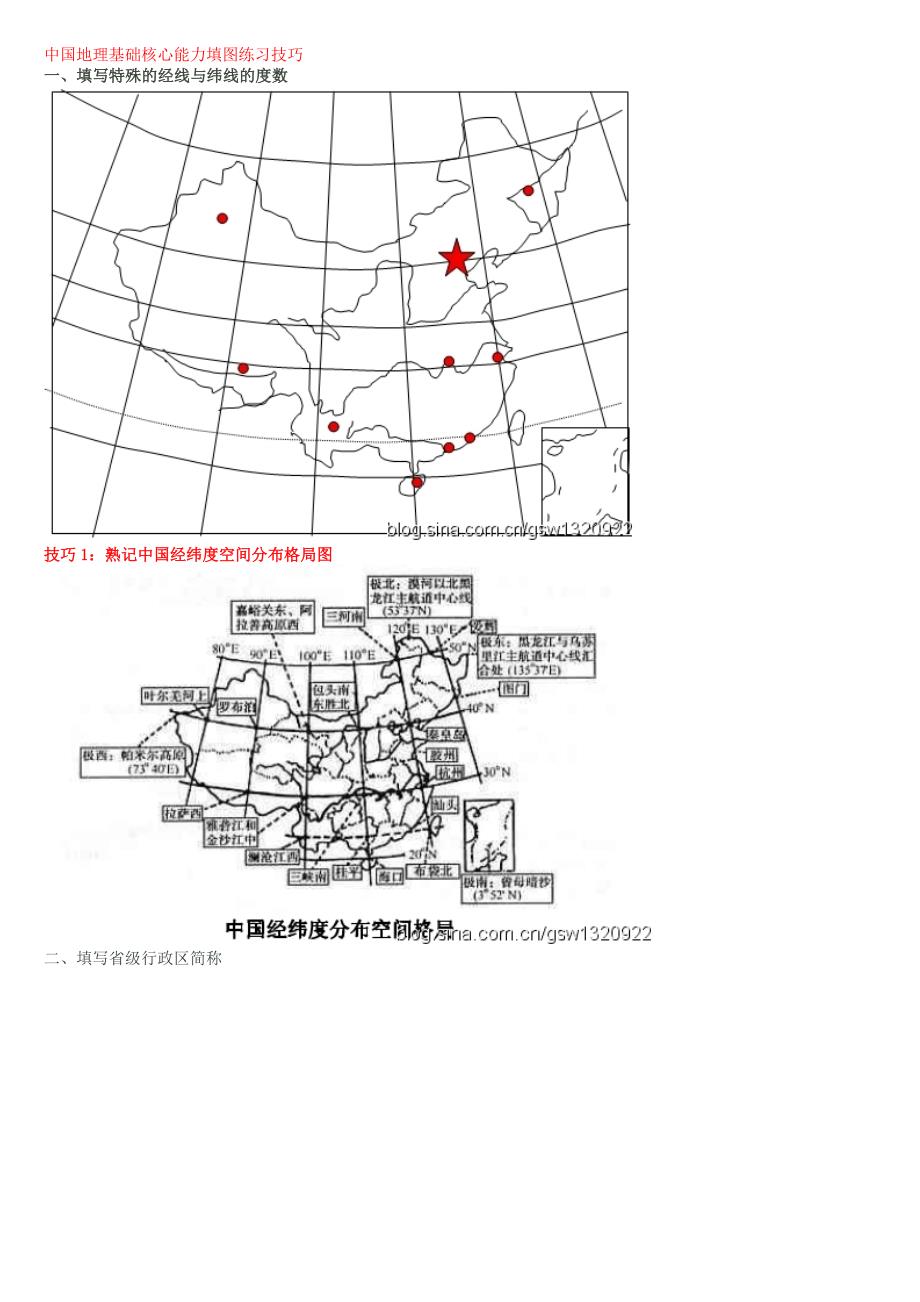 高考地理解题技巧系列之(8)：中国地理核心填图能力练习_第1页