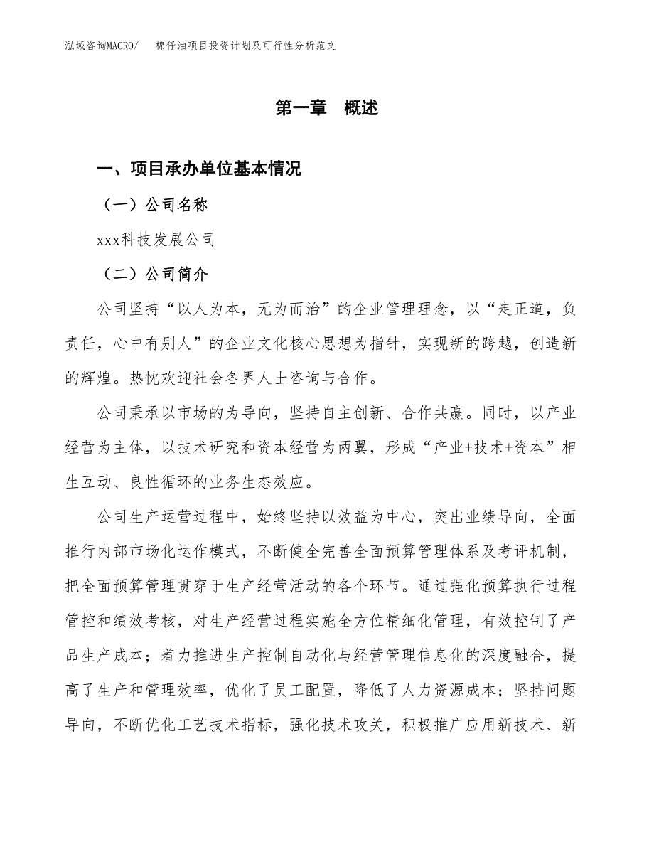 棉仔油项目投资计划及可行性分析范文_第4页