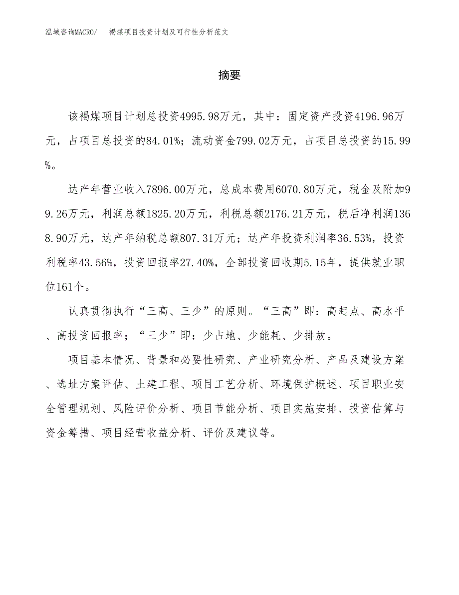 褐煤项目投资计划及可行性分析范文_第2页