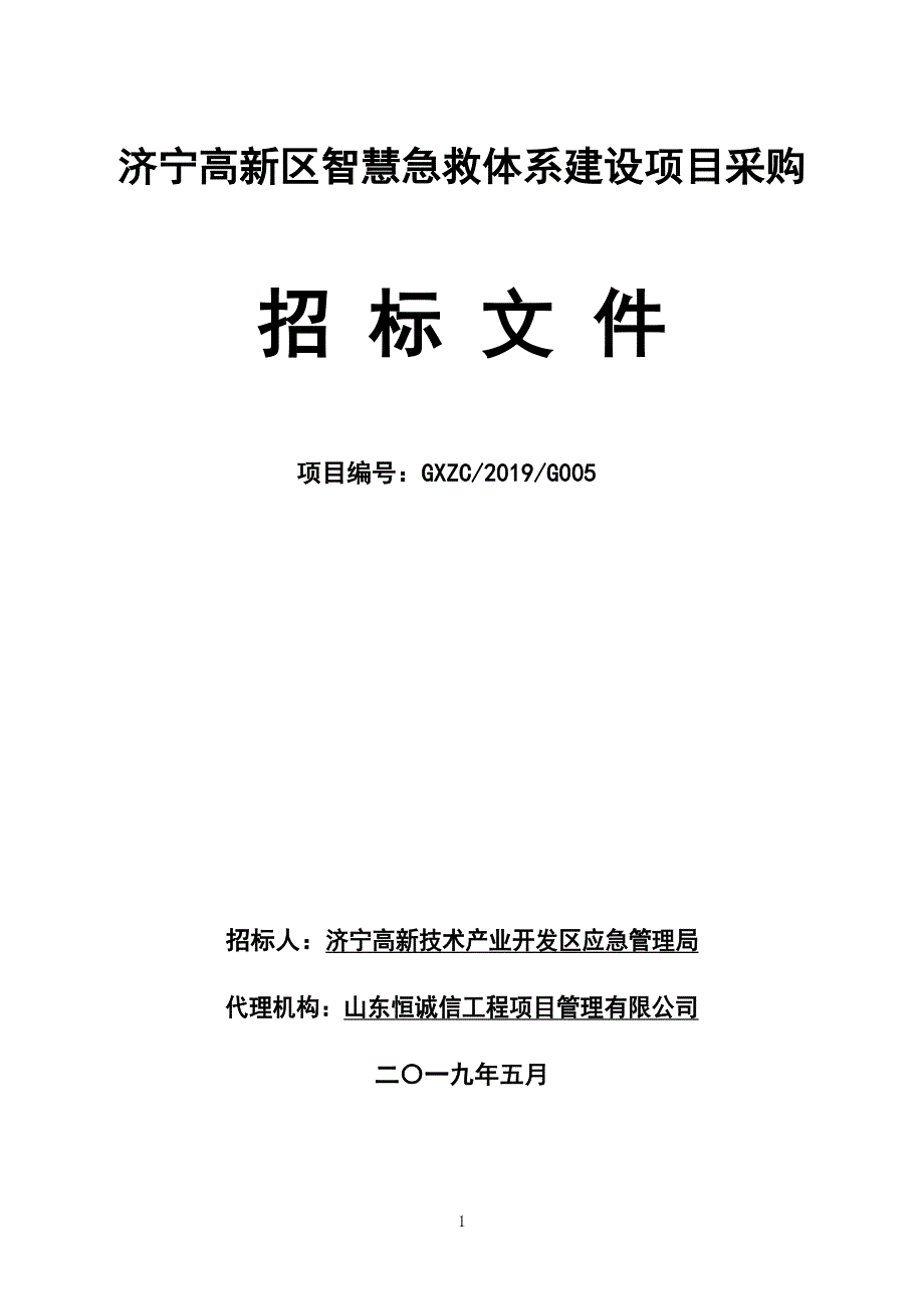 智慧急救体系建设项目招标文件定稿_第1页