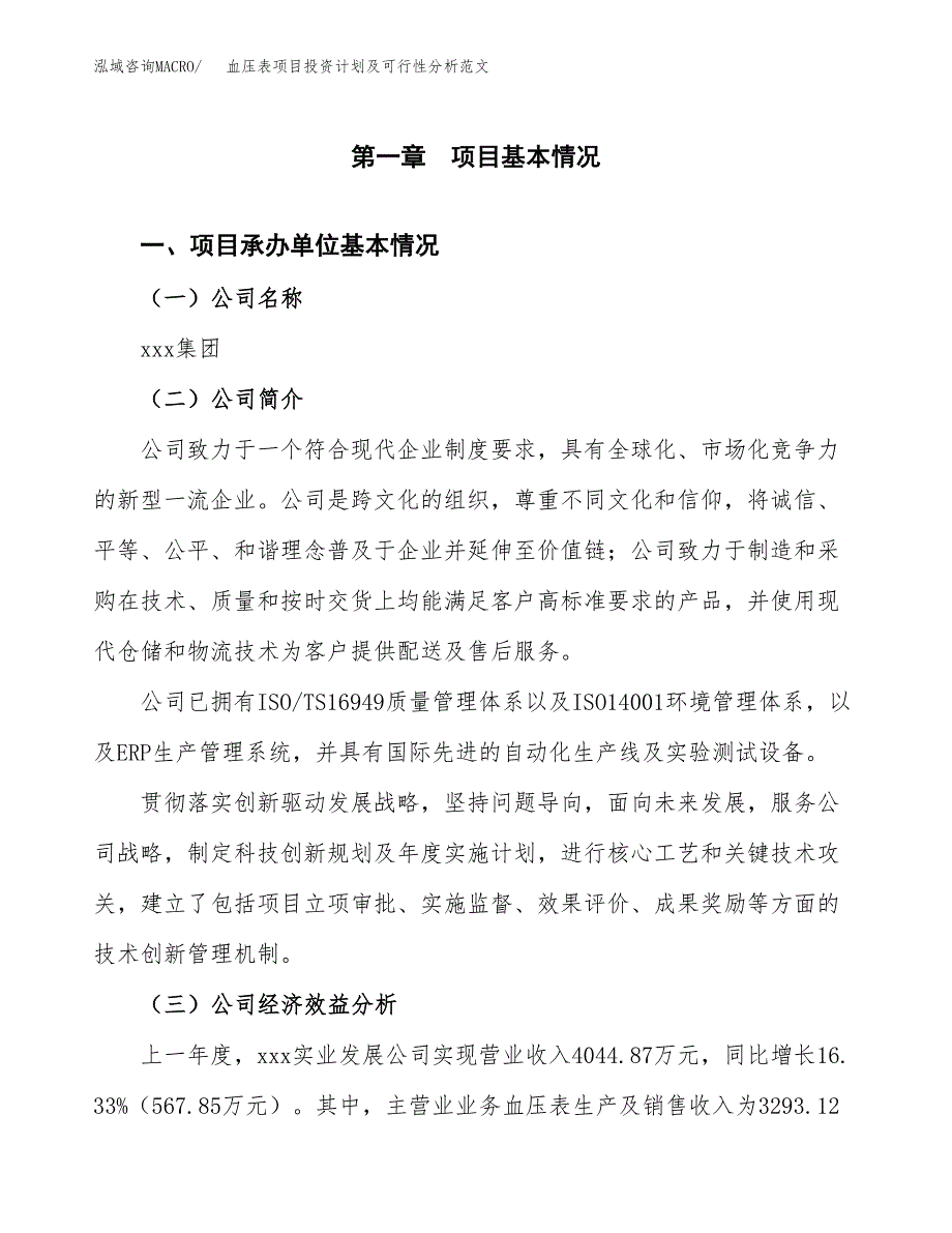 血压表项目投资计划及可行性分析范文_第4页