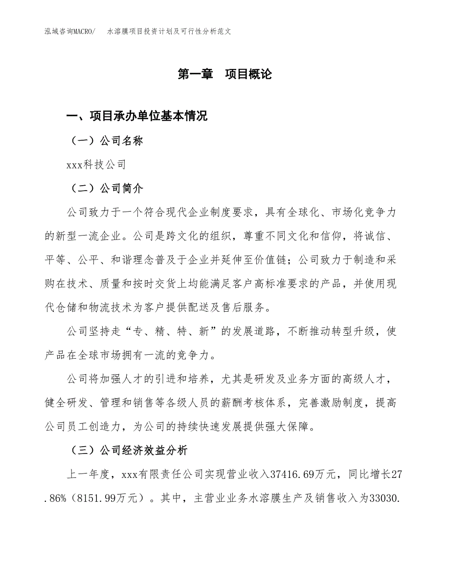 水溶膜项目投资计划及可行性分析范文_第4页